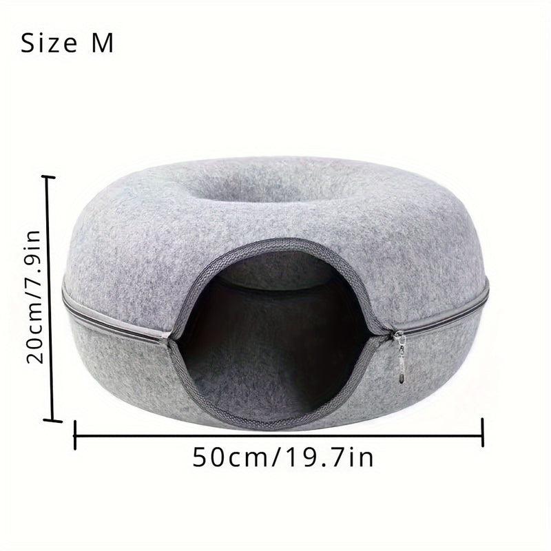 Purrfect Retreat - Cozy Wool Felt Cat Tunnel Nest | Ultimate Comfort &amp; Relaxation