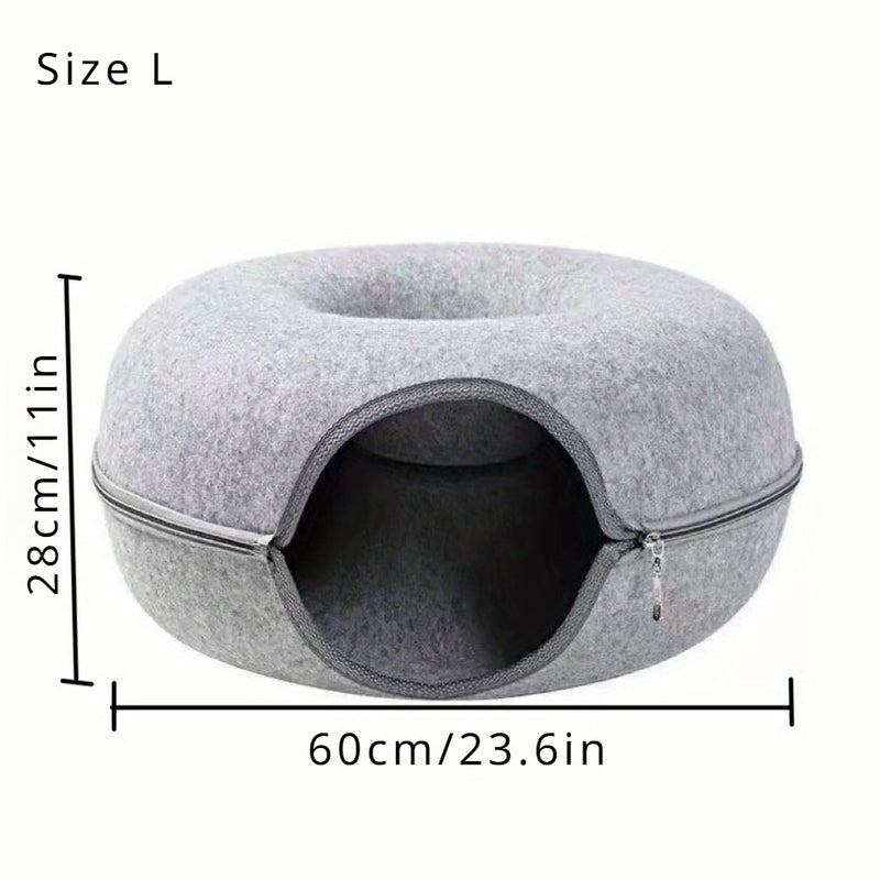 Purrfect Retreat - Cozy Wool Felt Cat Tunnel Nest | Ultimate Comfort &amp; Relaxation