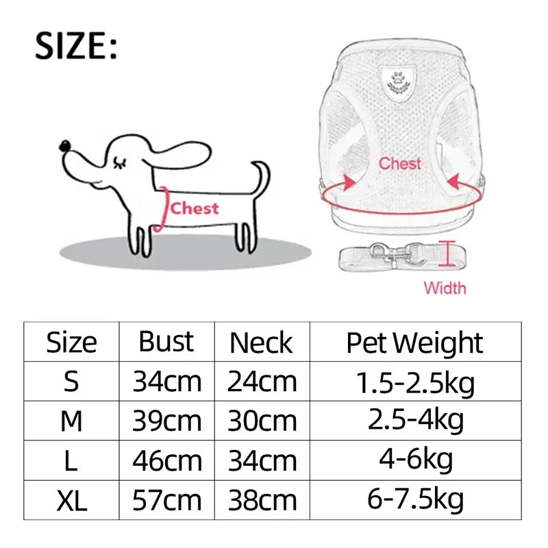 PawsFit - Adjustable Mesh Cat & Dog Harness with Lead