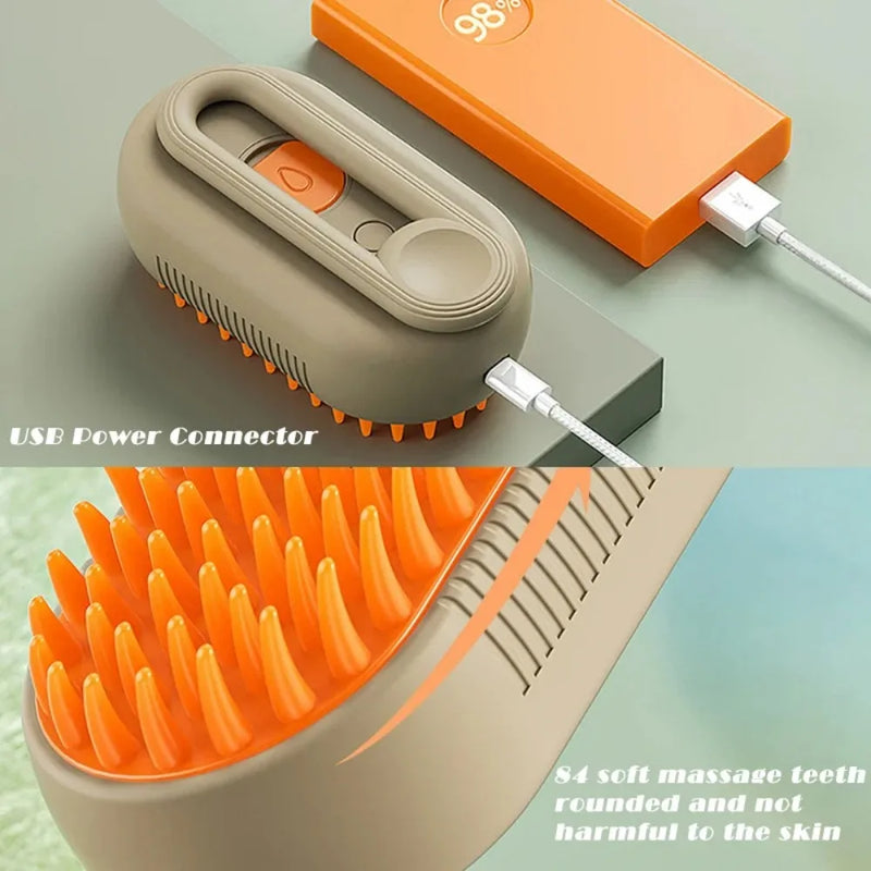 Electric Pet Grooming Steam Brush & Massager