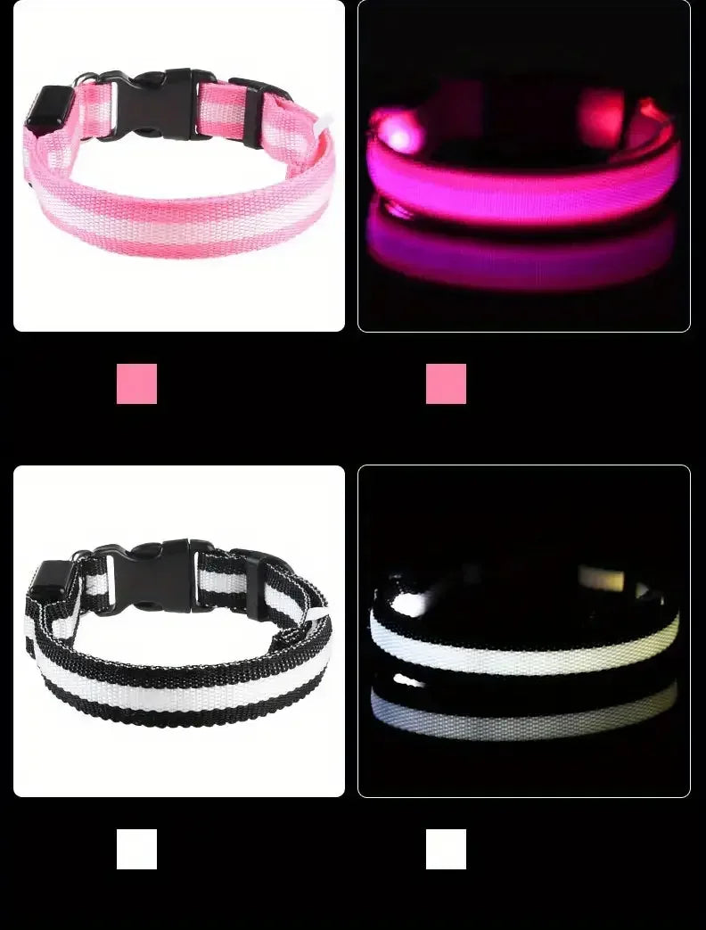 GlowSafe - Nylon LED Night Safety Flashing Dog Leash & Collar Set.