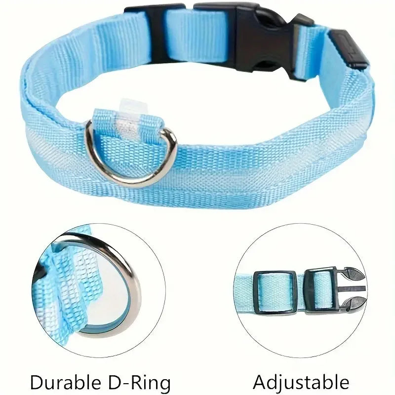 GlowSafe - Nylon LED Night Safety Flashing Dog Leash & Collar Set.